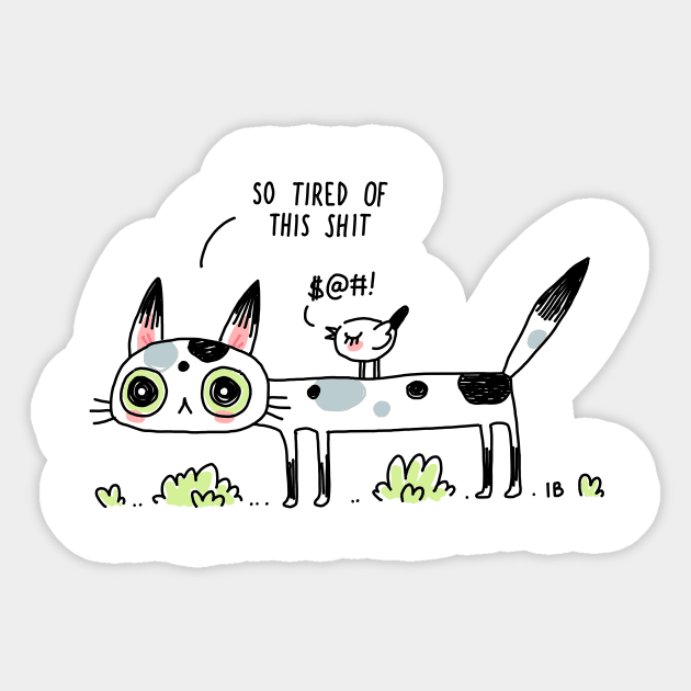 Annoyed Cat Sticker by Freeminds